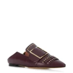BALLY HAMELIA FLAT-FRINGE STUD BUCKLE LOAFER VINO US 6