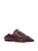 BALLY HAMELIA FLAT-FRINGE STUD BUCKLE LOAFER VINO US 6