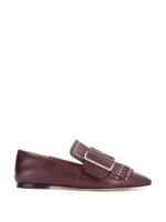 BALLY HAMELIA FLAT-FRINGE STUD BUCKLE LOAFER VINO US 6 - Image 2