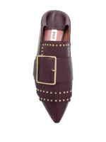 BALLY HAMELIA FLAT-FRINGE STUD BUCKLE LOAFER VINO US 6 - Image 3