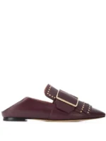 BALLY HAMELIA FLAT-FRINGE STUD BUCKLE LOAFER VINO US 6 - Image 5