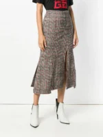 MCQ ALEXANDER MCQUEEN PLAID MERMAID FITTED SKIRT SIZE 36 "NEW" - Image 5