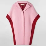MARNI DIAGONAL CAPE IN WOOL FELT PINK/DEEP RED IT 40 (US 4)