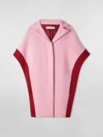 MARNI DIAGONAL CAPE IN WOOL FELT PINK/DEEP RED IT 40 (US 4)