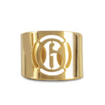 MM6 MAISON MARGIELA OPEN BAND GOLD TONE LOGO RING