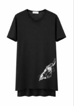 YOHJI YAMAMOTO GOAT HEAD PRINT HI LOW TSHIRT