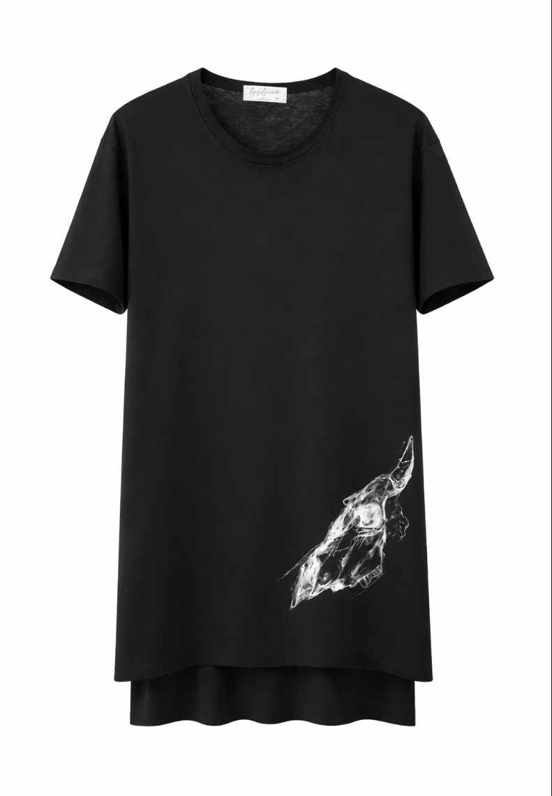 Image 6 YOHJI YAMAMOTO GOAT HEAD PRINT HI LOW TSHIRT - Image 1