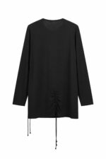 YOHJI YAMAMOTO LACE UP DETAIL LONG SLEEVE TSHIRT - Image 2